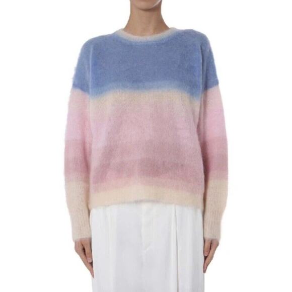 & Other Stories color block Sweater Alpaca Wool Blend Size M Pink Blue Cream - Picture 10 of 11